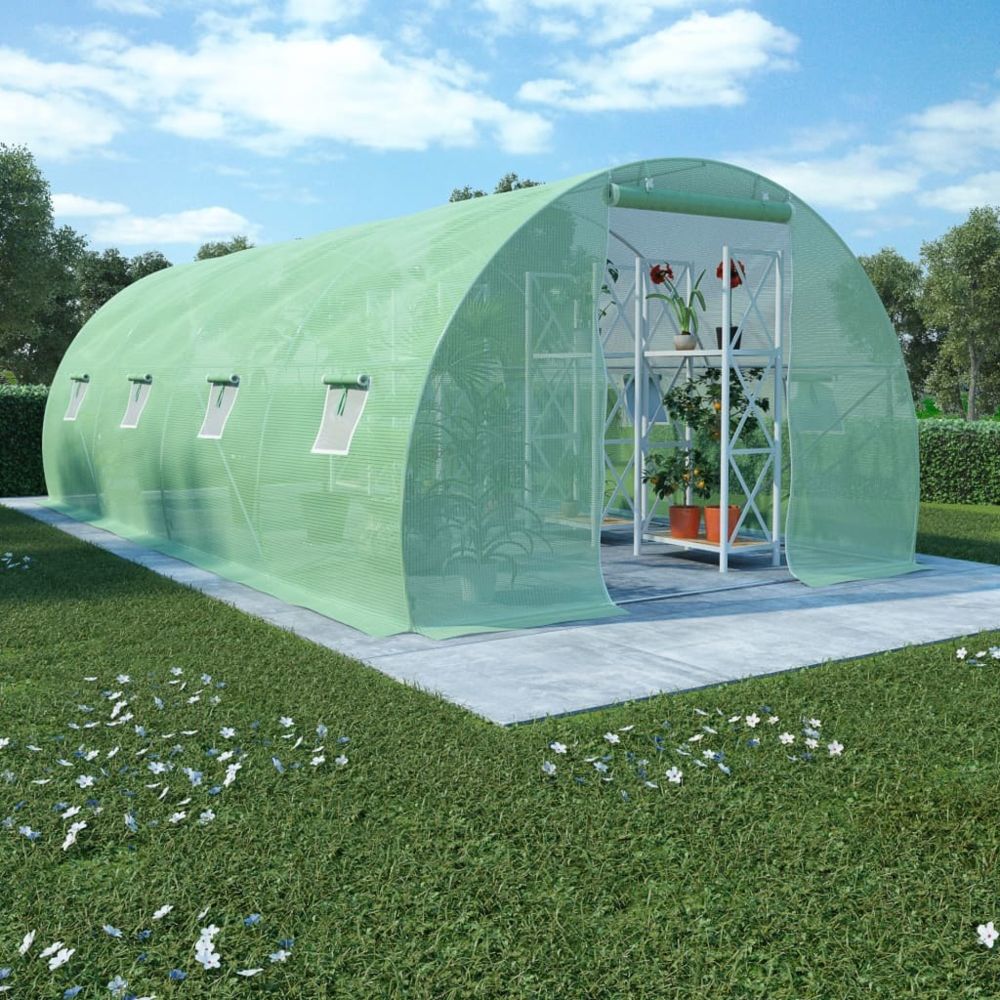 marque generique - Magnifique Jardinage categorie Belmopan Serre avec fondation en acier 18 m² 600x300x200 cm - Serres en verre
