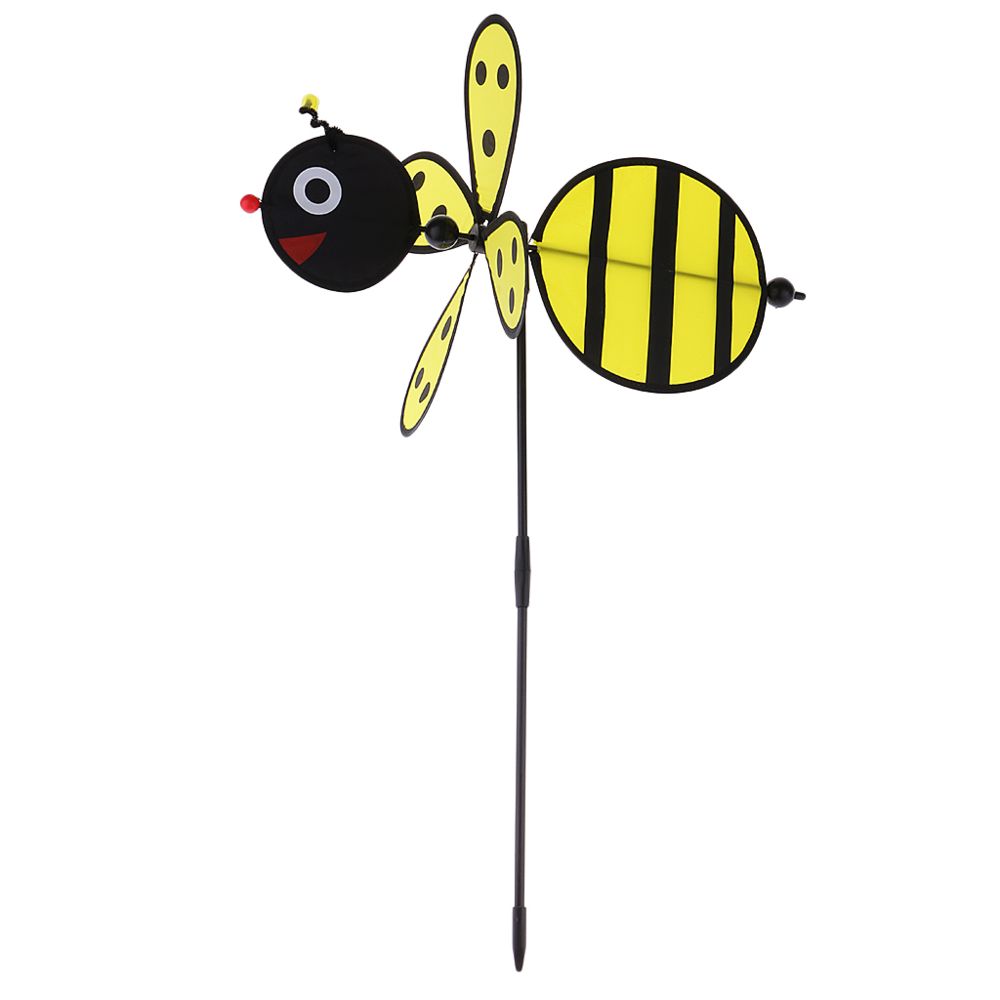 marque generique - 3D abeille moulin à vent tourbillon roue moulin à vent jardin décor enfants jouet jaune - Petite déco d'exterieur