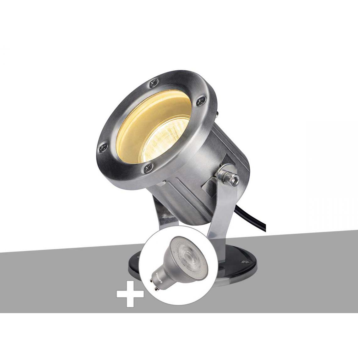 Slv - Projecteur extérieur inox NAUTILUS 10 SPOT avec ampoule LED QPAR51 - Lampadaire