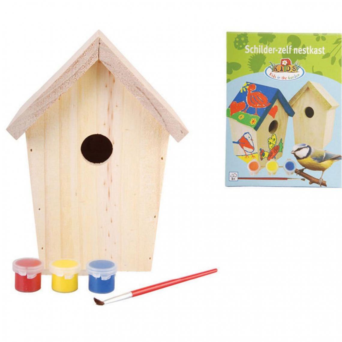 Decoshop26 - Nichoir décoration extérieur maison d'oiseaux en bois avec peinture 14,8x11,7x20 cm DEC020834 - Cage à oiseaux