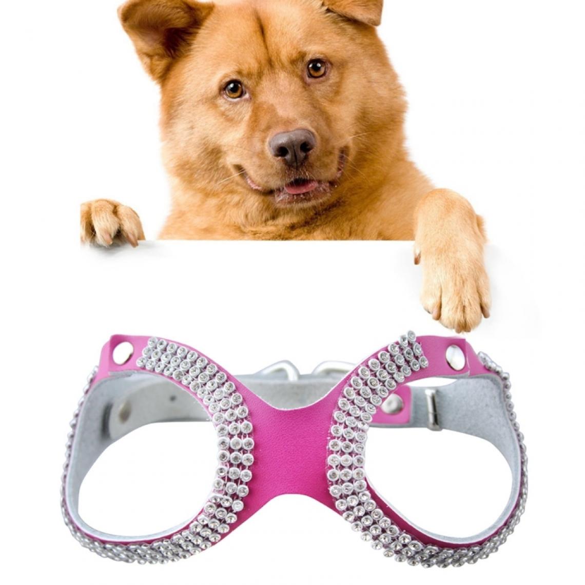 Wewoo - Collier Chien & Chat Magenta Sangle de poitrine en cuir strass Style respirant Chest, Taille: S - Collier pour chat