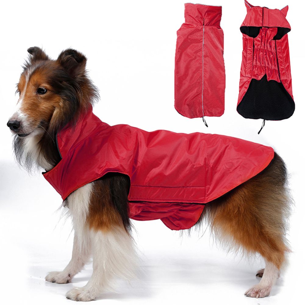 marque generique - Imperméable Chien Veste Gilet Polaire Vêtements Imperméable Bordées XL Rouge - Vêtement pour chien