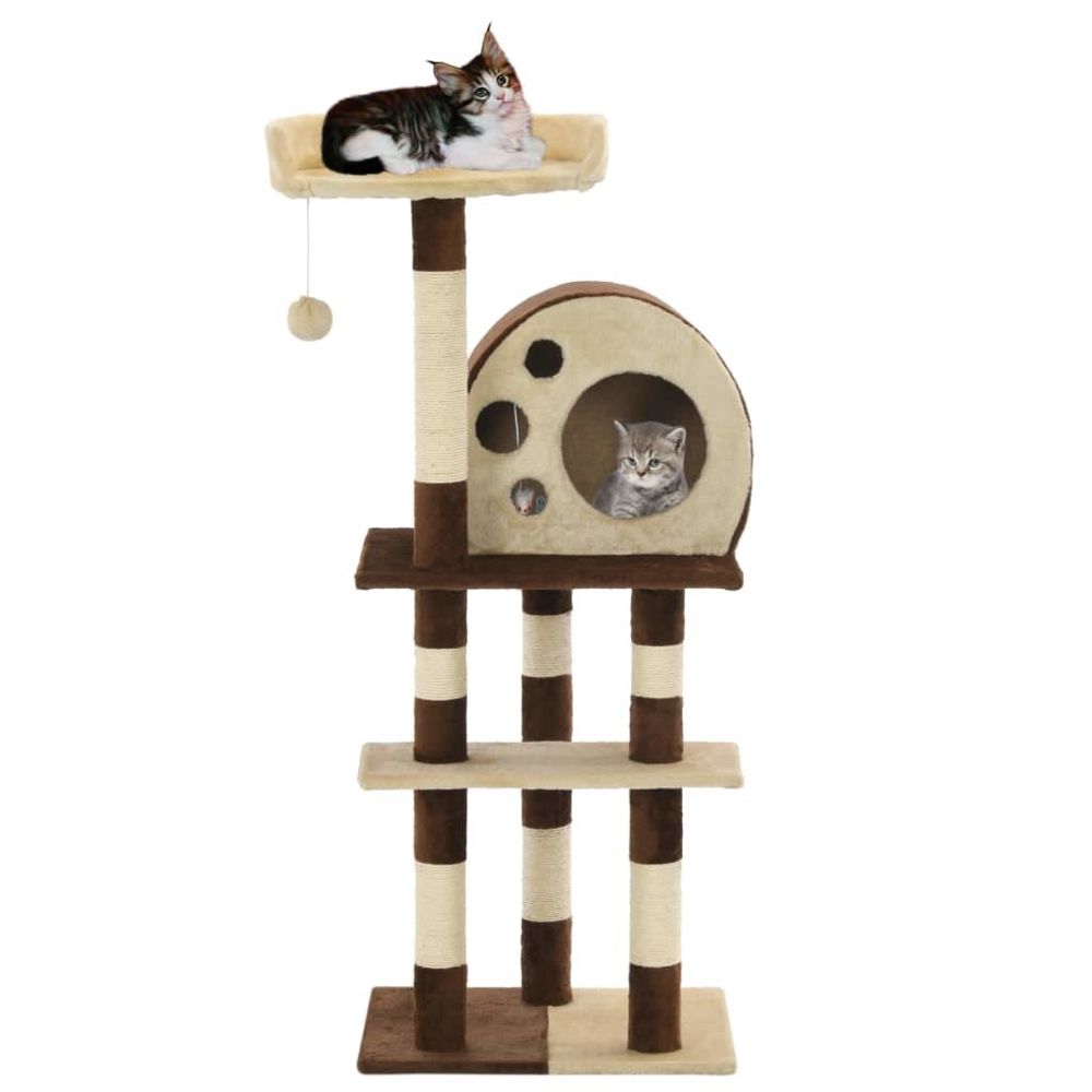marque generique - Icaverne - Meubles pour chats ligne Arbre à chat avec griffoirs en sisal 127 cm Beige et marron - Arbre à chat