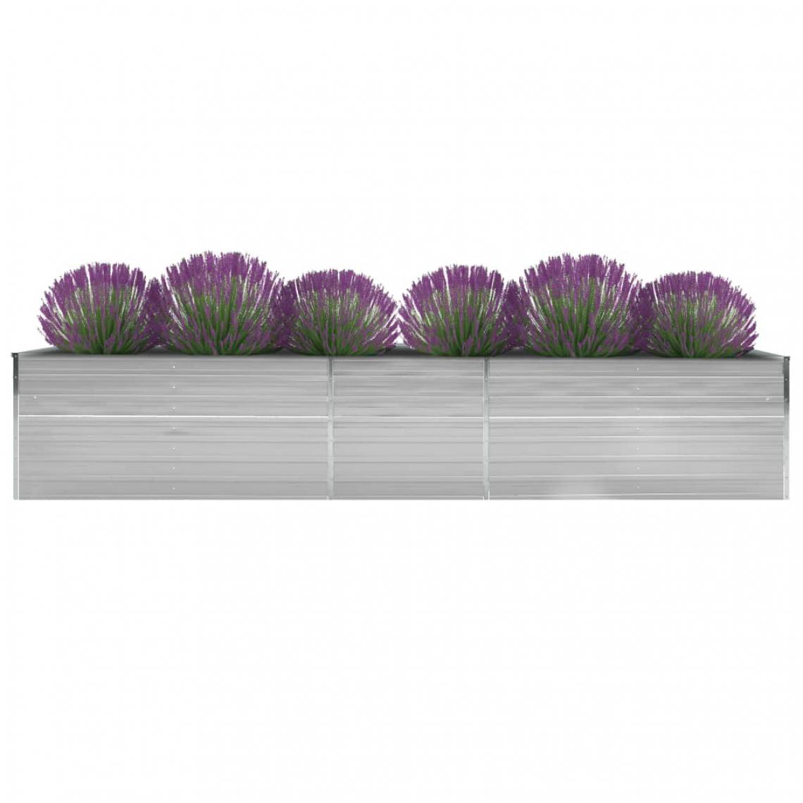Chunhelife - Lit surélevé de jardin Acier galvanisé 400x80x77 cm Gris - Poterie, bac à fleurs