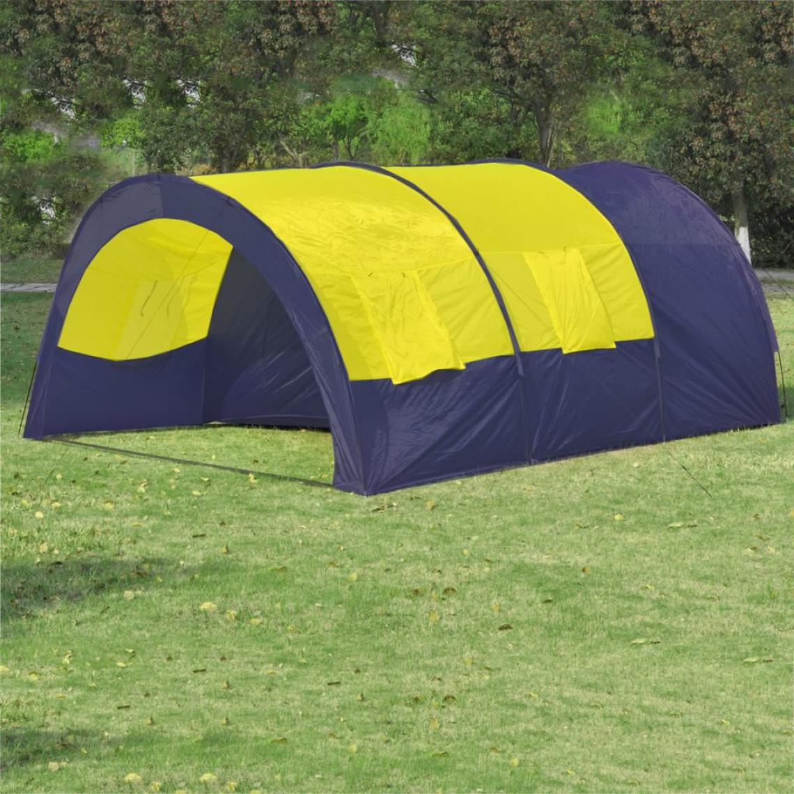 Icaverne - Splendide Camping et randonnée collection Lusaka Tente dôme familiale 6 places bleue et jaune - Pergolas et Tonnelles