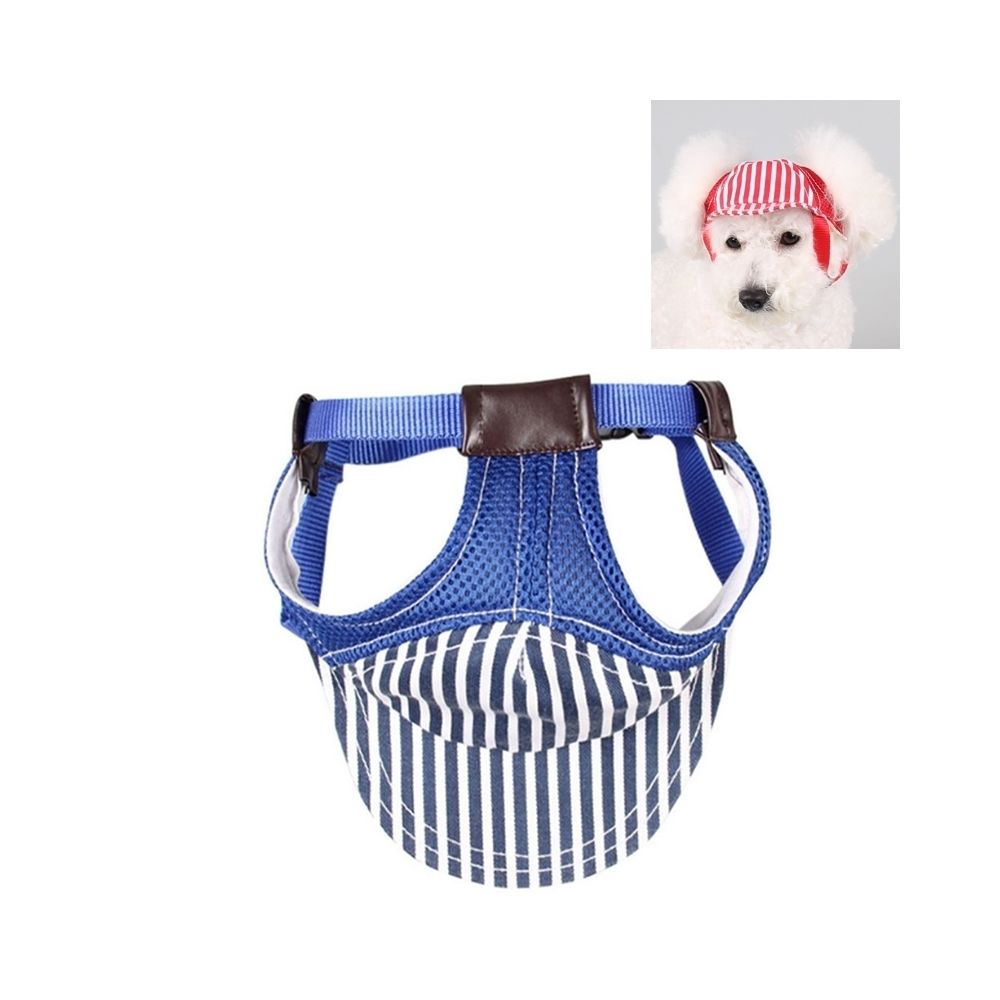 Wewoo - Casquette bleu Chapeau rayé de voyage d'animal familier respirable de sports de plein air réglable, taille: M - Vêtement pour chien
