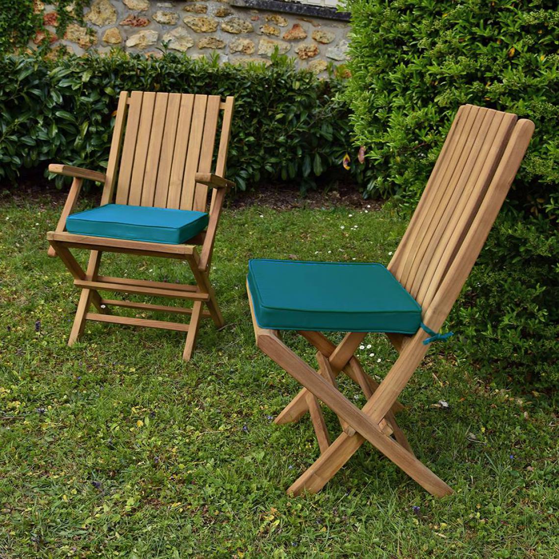 Teck'Attitude - Coussin bleu canard pour chaises et fauteuils pliants - Coussins, galettes de jardin