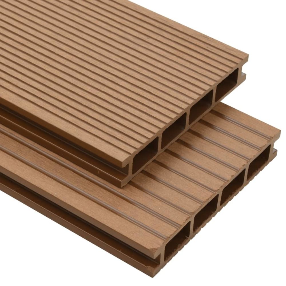 marque generique - Joli Matériaux de construction gamme Naypyidaw Panneaux de terrasse avec accessoires WPC 10 m² 2,2 m Teck - Abris de jardin en bois