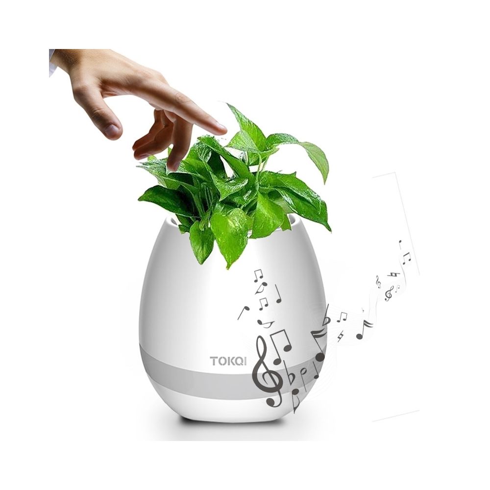 Wewoo - Pot de fleur blanc pour la Décoration De Bureau à Domicile Étanche Coquille D'oeuf Smart Bluetooth Musique Haut-Parleur avec Plante À Effleurement Léger - Poterie, bac à fleurs