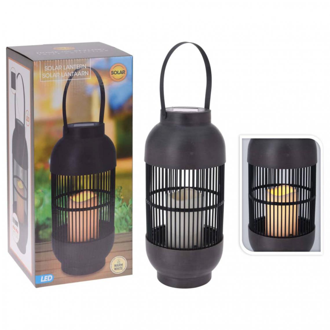 Progarden - ProGarden Lampe solaire à LED Rotin avec bougie Noir - Lampadaire