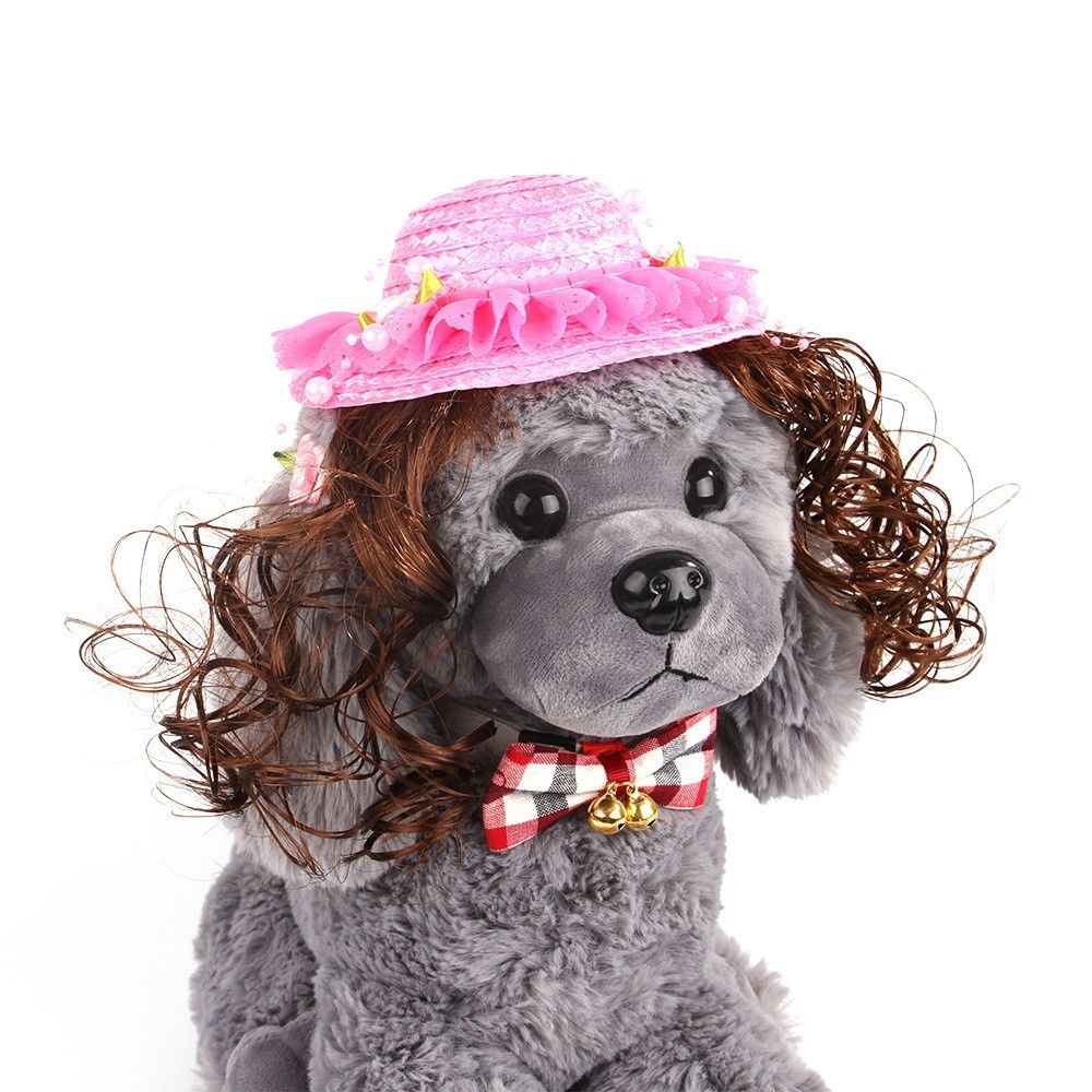 Wewoo - Accessoires pour animaux domestiques Chapeau de princesse de soleil perruque en peluche Rose - Vêtement pour chien