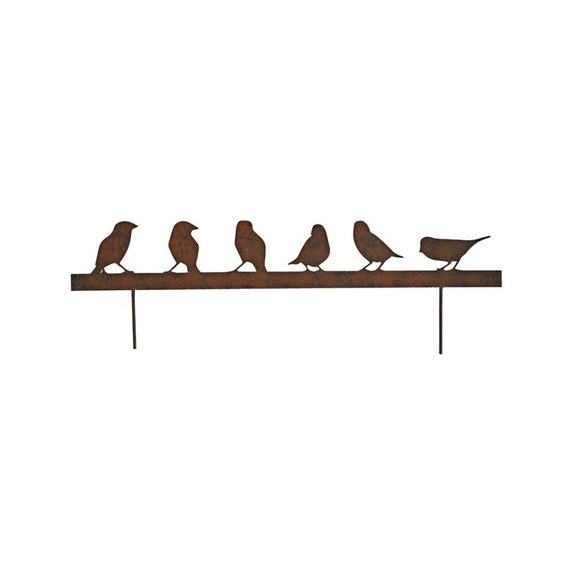 La Grande Prairie - Silhouette famille oiseaux en fer 70 x 12 cm - Petite déco d'exterieur