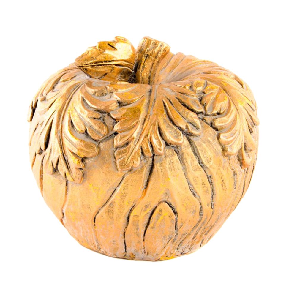 Items France - Décoration Pomme en résine Dorée 17 cm - Petite déco d'exterieur