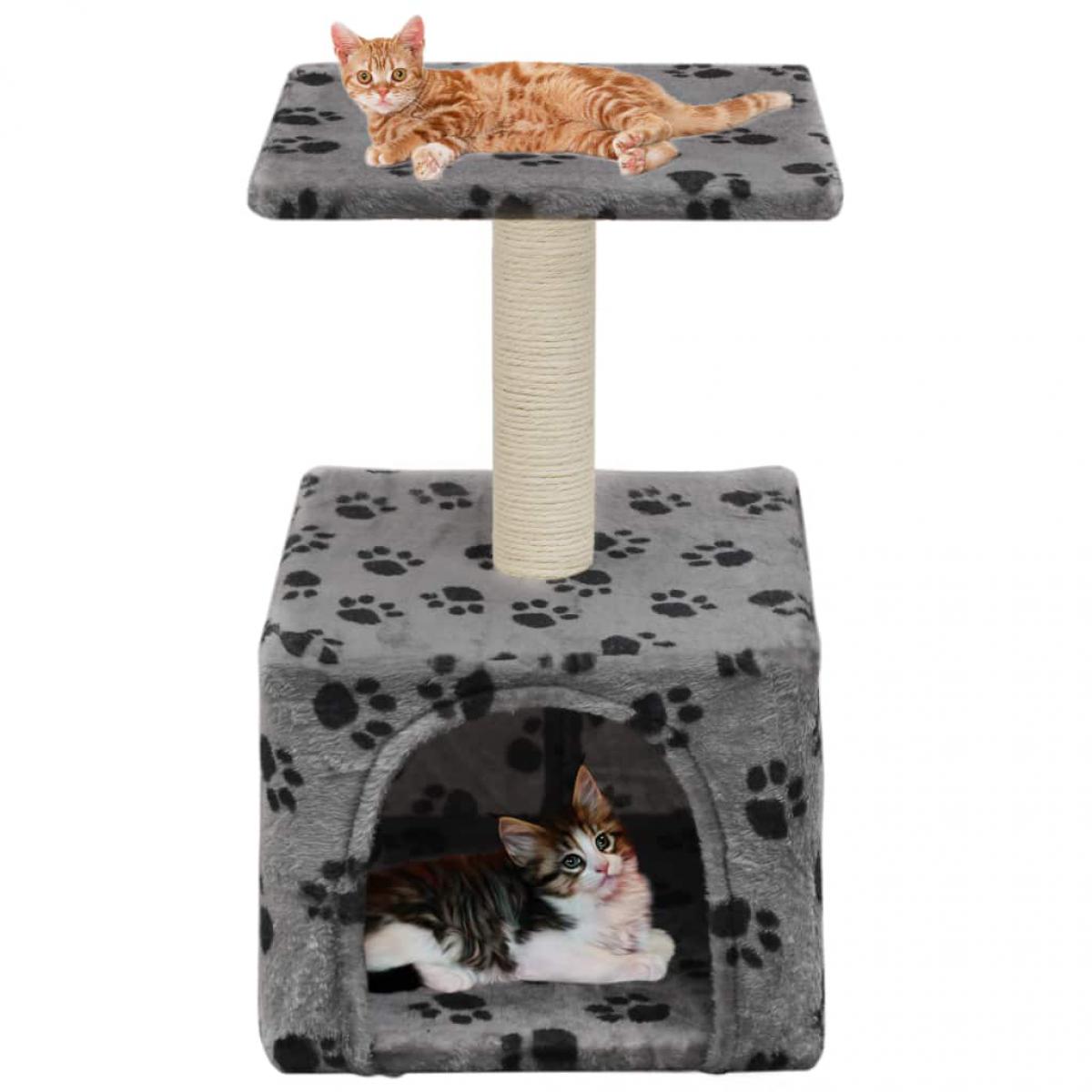 Vidaxl - vidaXL Arbre à chat avec griffoirs en sisal 55 cm Gris Motif de pattes - Arbre à chat