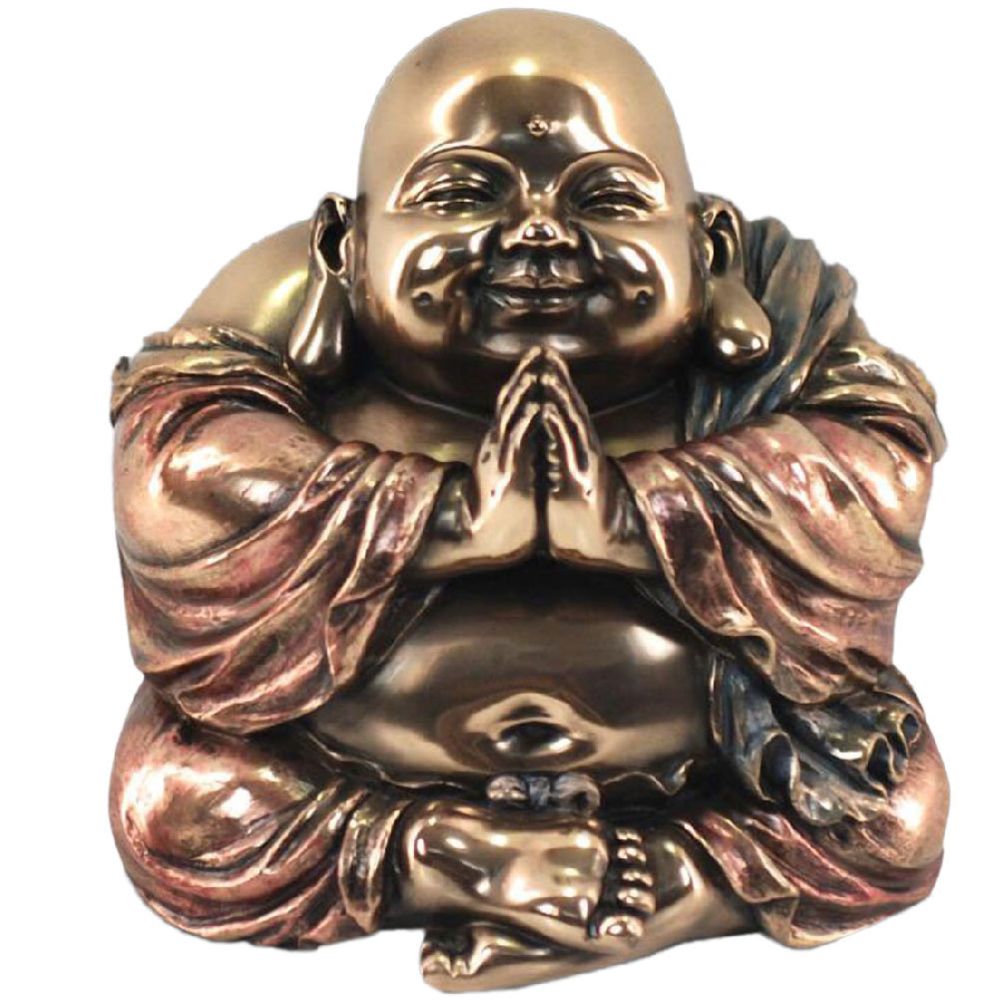Signe - Statuette en polyrésine Bouddha de couleur bronze - Petite déco d'exterieur