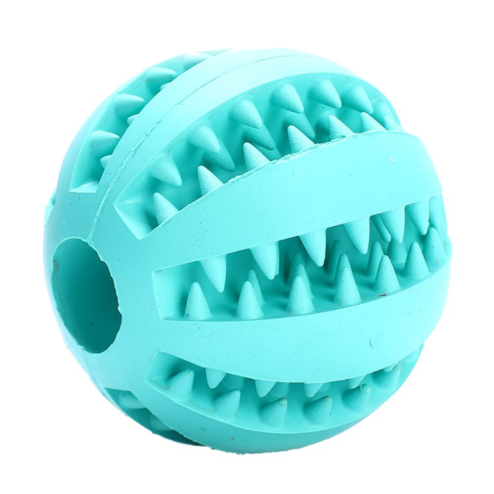 marque generique - 5cm caoutchouc balle à mâcher traiter nettoyage chien formation dents jouet bleu - Jouet pour chien