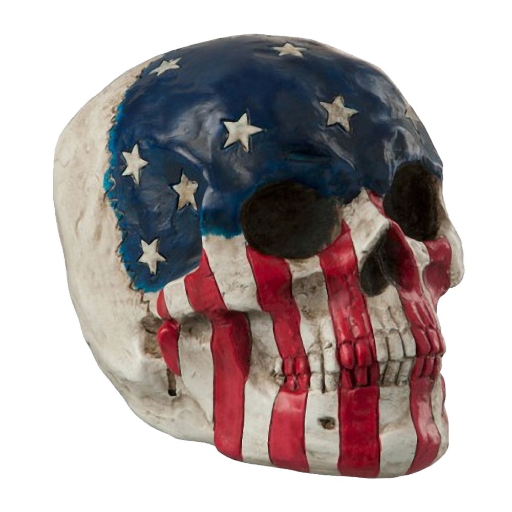JOLIPA - Statuette en résine en forme de Crâne Drapeau Américain - Petite déco d'exterieur