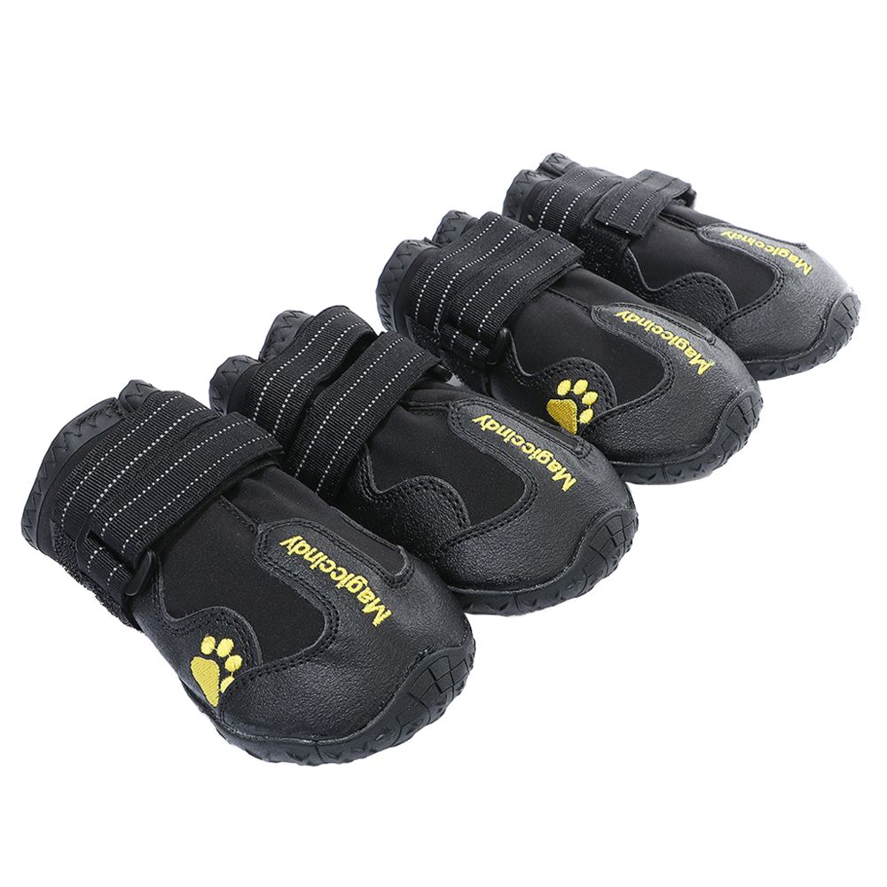 marque generique - 4-pack chien imperméable pluie chaussures de neige bottes avec semelle robuste l noir - Vêtement pour chien