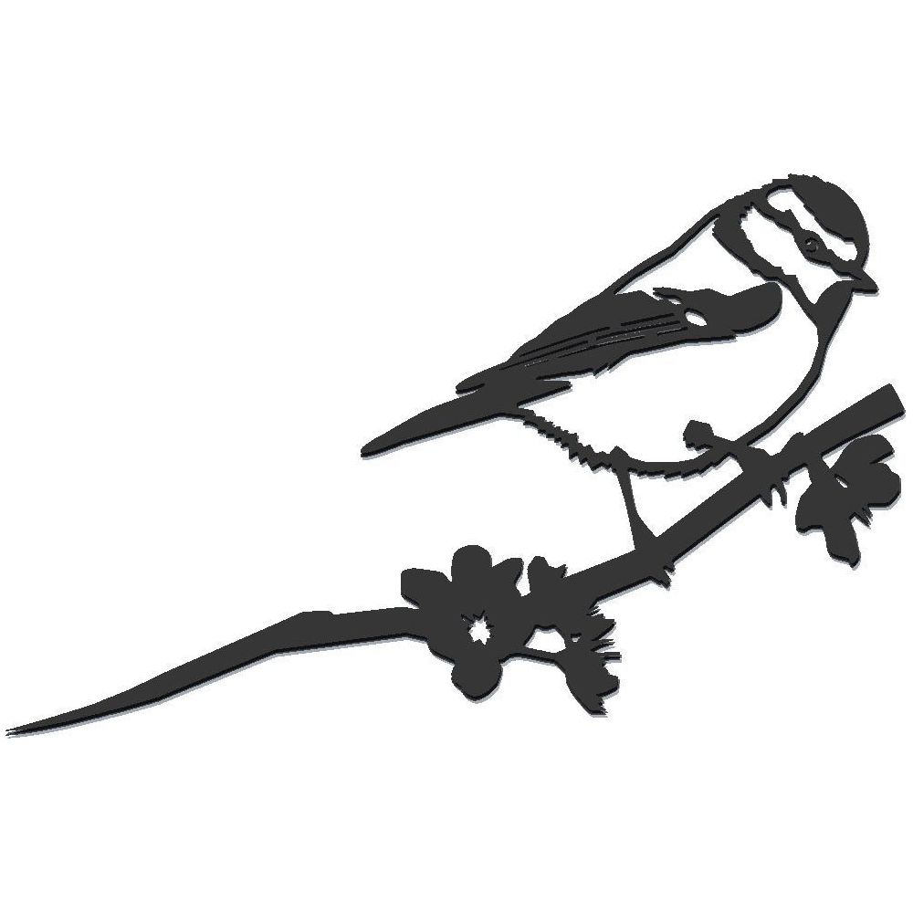 Metalbird - Oiseau sur pique mésange bleue en acier corten - Petite déco d'exterieur