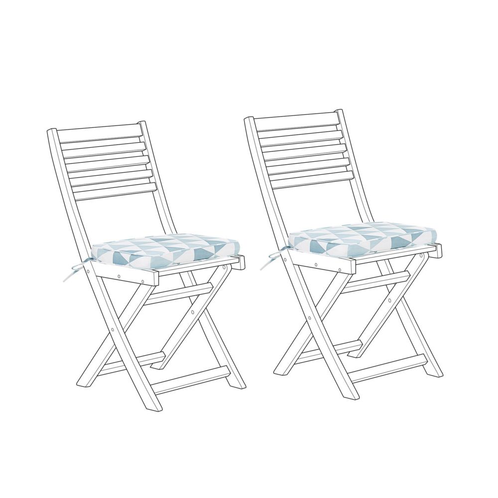 Beliani - Beliani Lot de 2 coussins bleu et blanc pour chaises FIJI - Jaune et blanc - Coussins, galettes de jardin