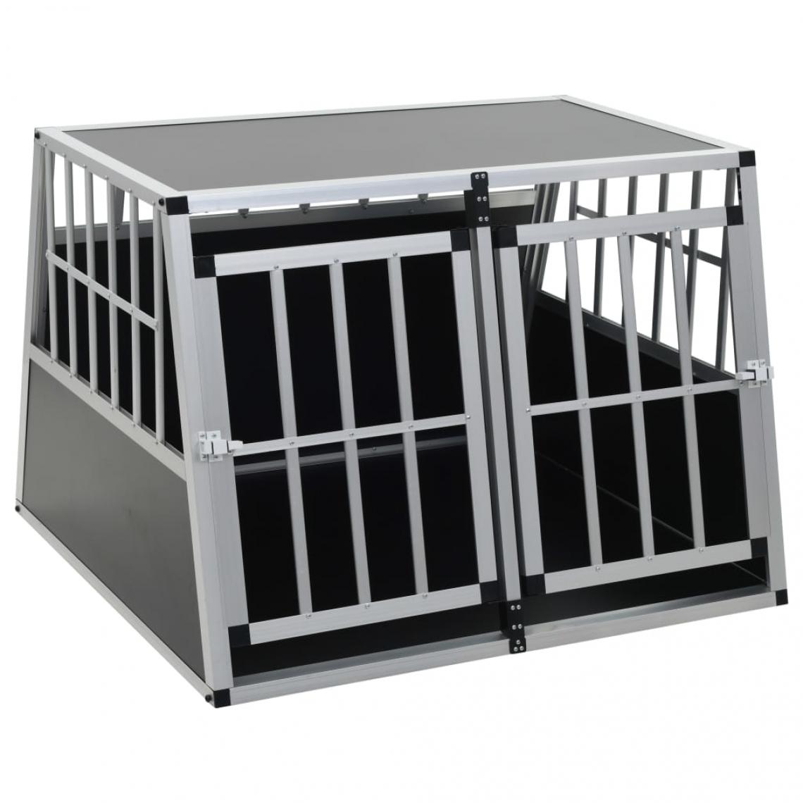 Helloshop26 - Cage pour chien à double porte 94 x 88 x 69 cm aluminium et MDF noir 02_0000064 - Equipement de transport pour chat
