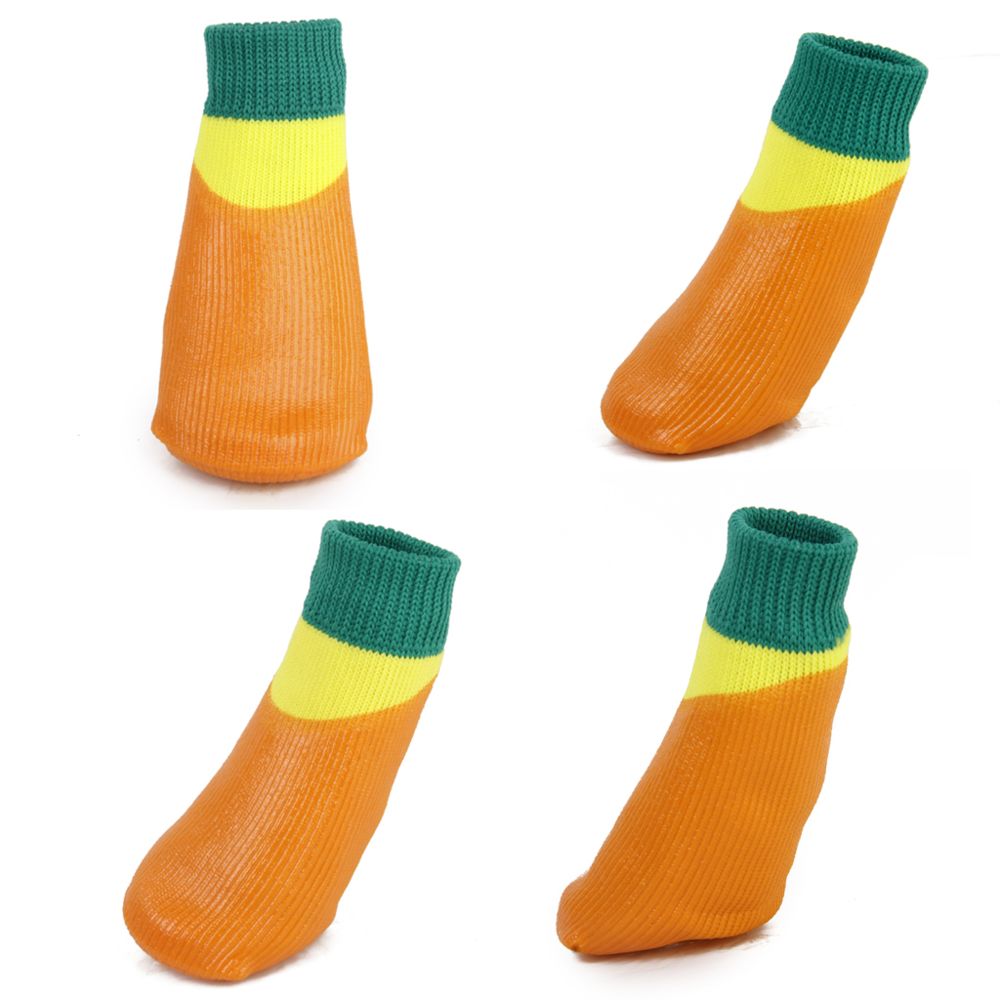 marque generique - Imperméables Animaux Chien Chiot Chaussures De Chat Pantoufles Chaussettes Antidérapantes Orange Taille # 3 - Vêtement pour chien