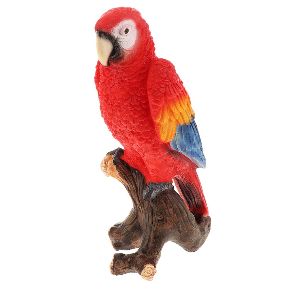 marque generique - Simulation perroquet oiseaux sculpture Tenture murale résine mignon artisanat rouge - Petite déco d'exterieur