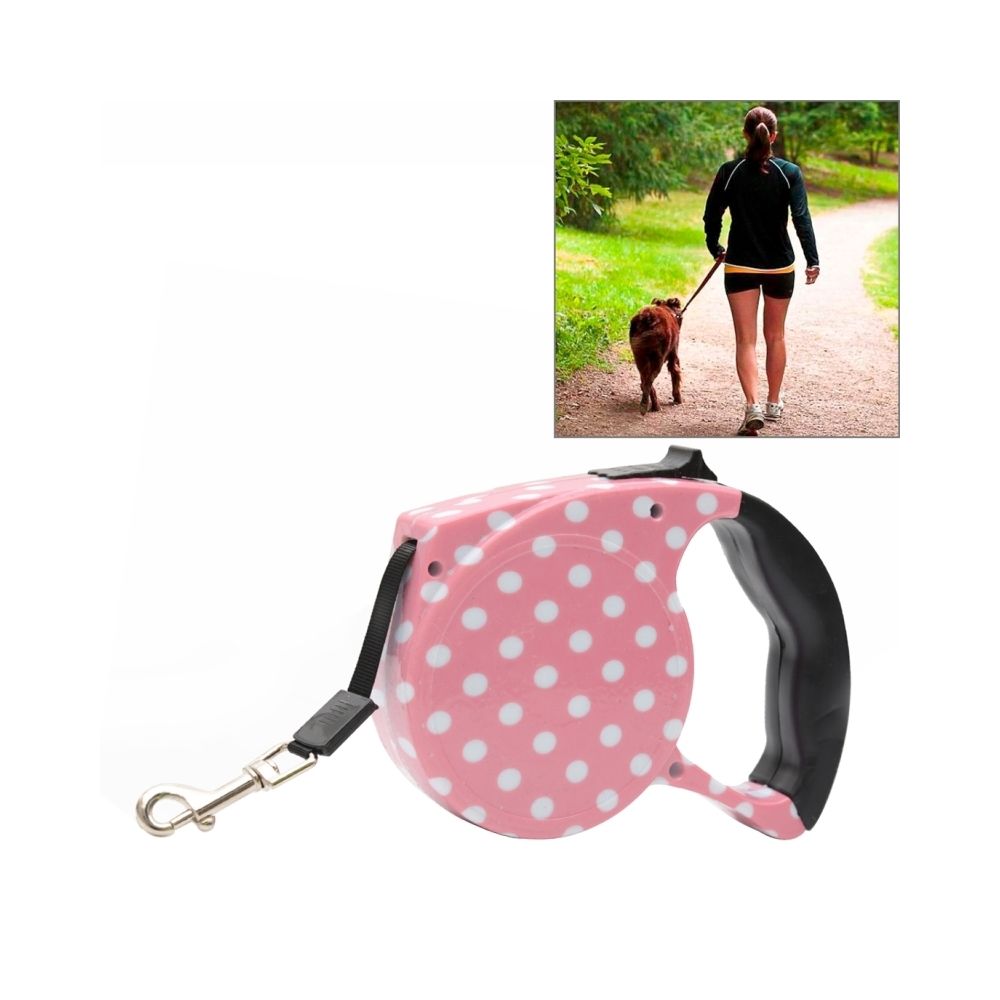 Wewoo - Pour la marche quotidienne Laisse rose escamotable flexible de chien / chat de modèle de point de 5m - Laisse pour chien