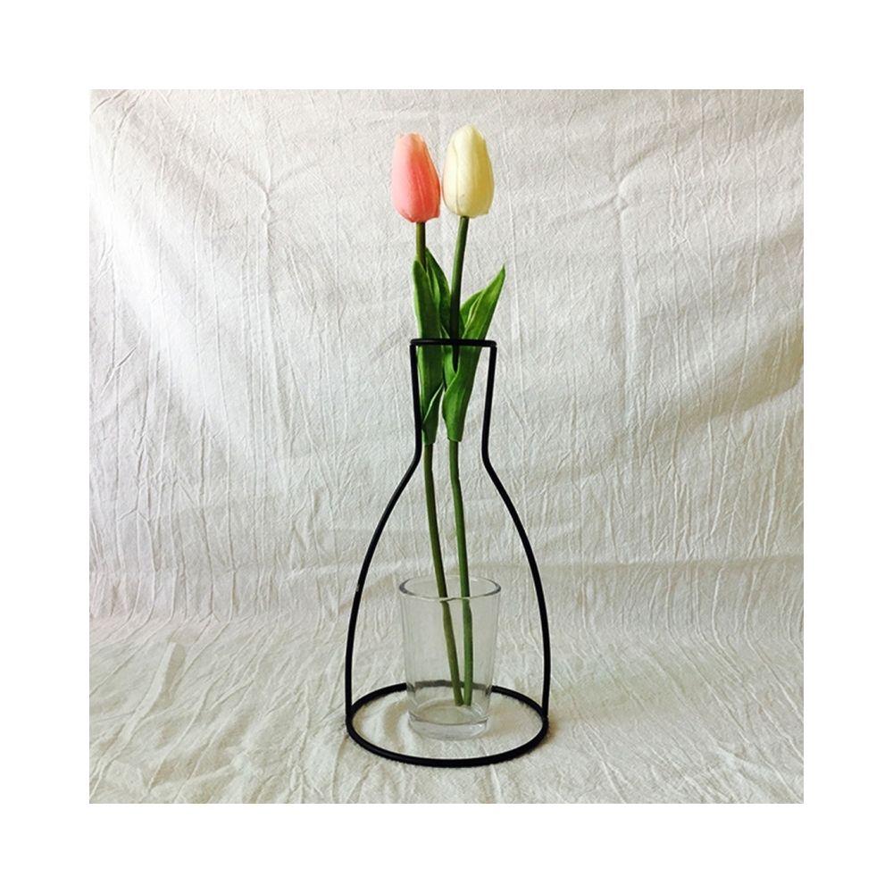 Wewoo - Décoration Jardin café Titulaire d'usine de cadre de vase de fleur de fer noir, décorer la maison de d'intérieur, taille: 12cm x 23cm - Poterie, bac à fleurs