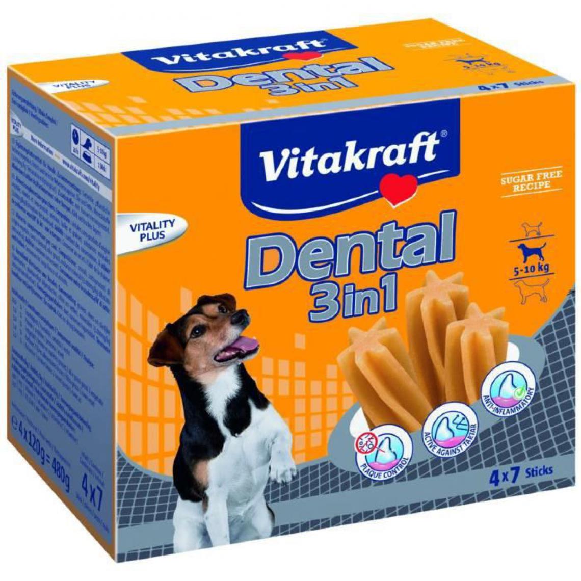 Vitakraft - VITAKRAFT Multipack Dental 3 en 1 pour petit chien - Lot de 4 paquets - Croquettes pour chien