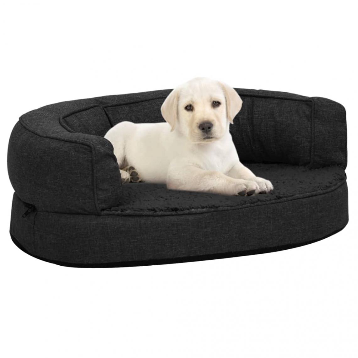 Vidaxl - vidaXL Matelas de lit ergonomique de chien 60x42 cm Aspect lin Noir - Equipement de transport pour chat