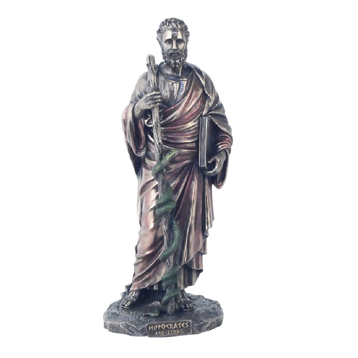 Signe - Statuette Hippocrate en résine aspect bronze - Petite déco d'exterieur