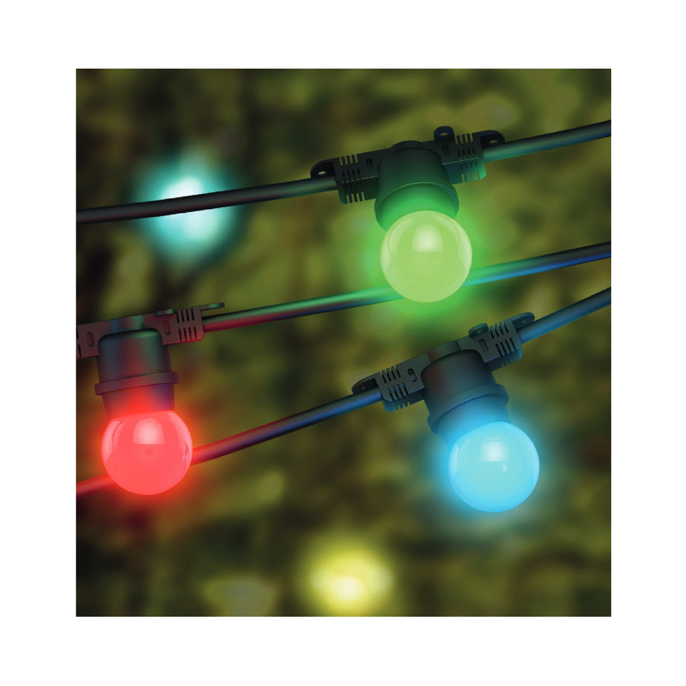 Xanlite - Guirlande noire avec 10 ampoules de couleur RVB incluses. - Spot, projecteur