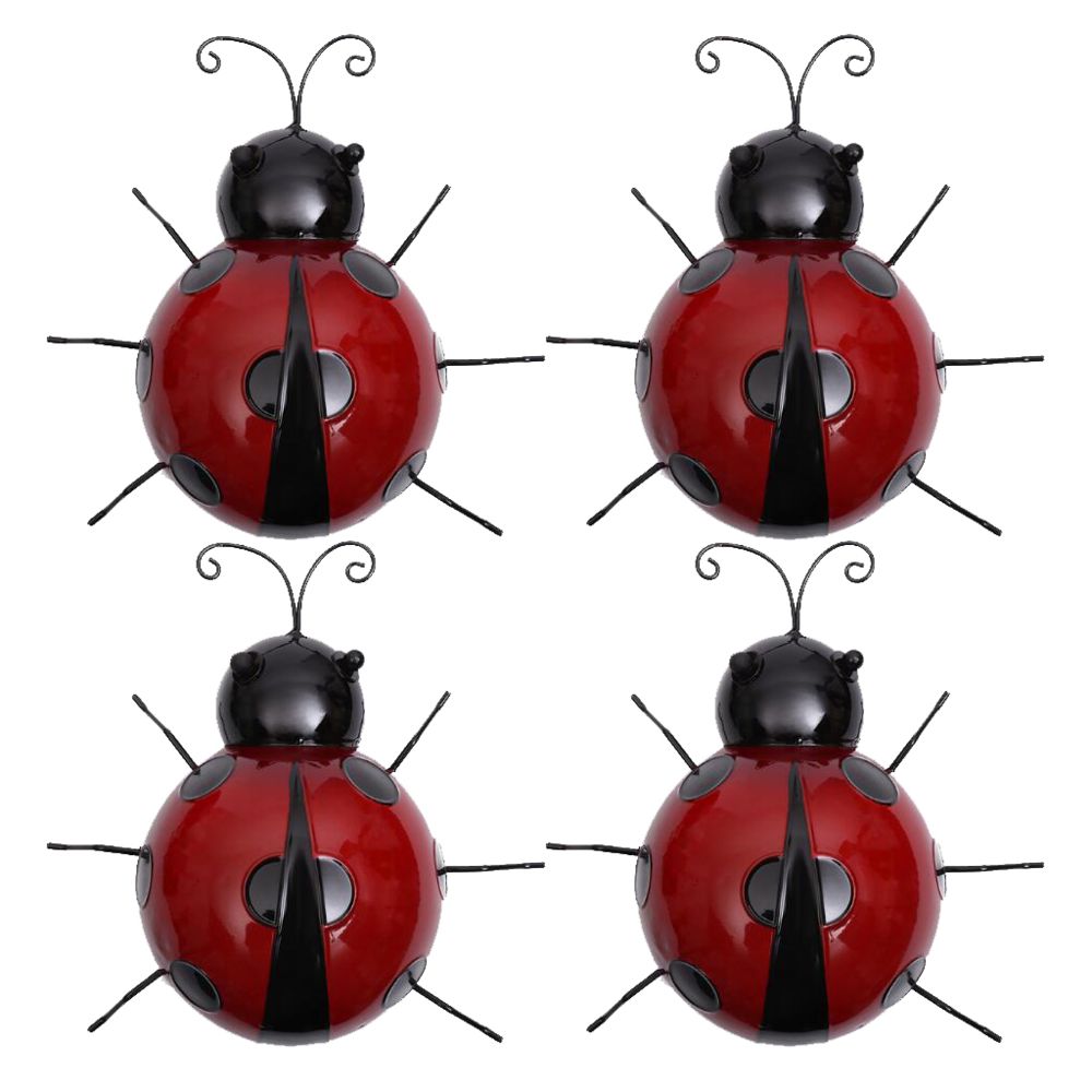 marque generique - Mini Métal Coccinelle Clôture Cintre Suspendu Décor De Jardin Extérieur Rouge X4 - Petite déco d'exterieur