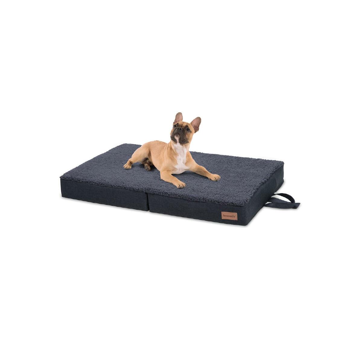 Brunolie - Lit pliable pour chien - Brunolie Paco , lavable, orthopédique et antidérapant - Taille M 80 x 55 cm - Gris - Corbeille pour chien