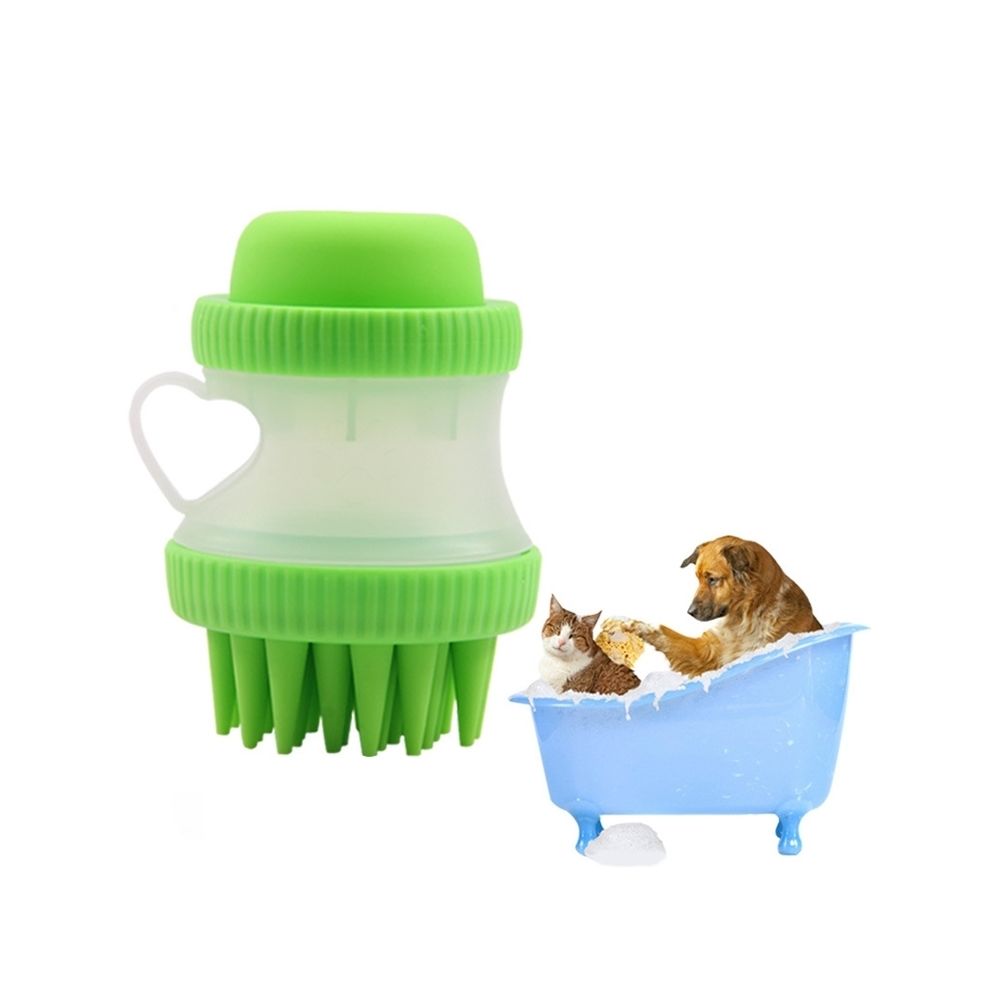Wewoo - Brosse multifonctionnelle de massage de vert bain d'animal familier de pp + silicone avec le stockage de mousse de bain, taille: 8 * 11cm - Hygiène et soin pour chat