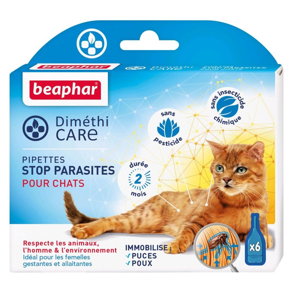 Beaphar - DiméthiCARE Pipettes pour chat antiparasitaires - Anti-parasitaire pour chat