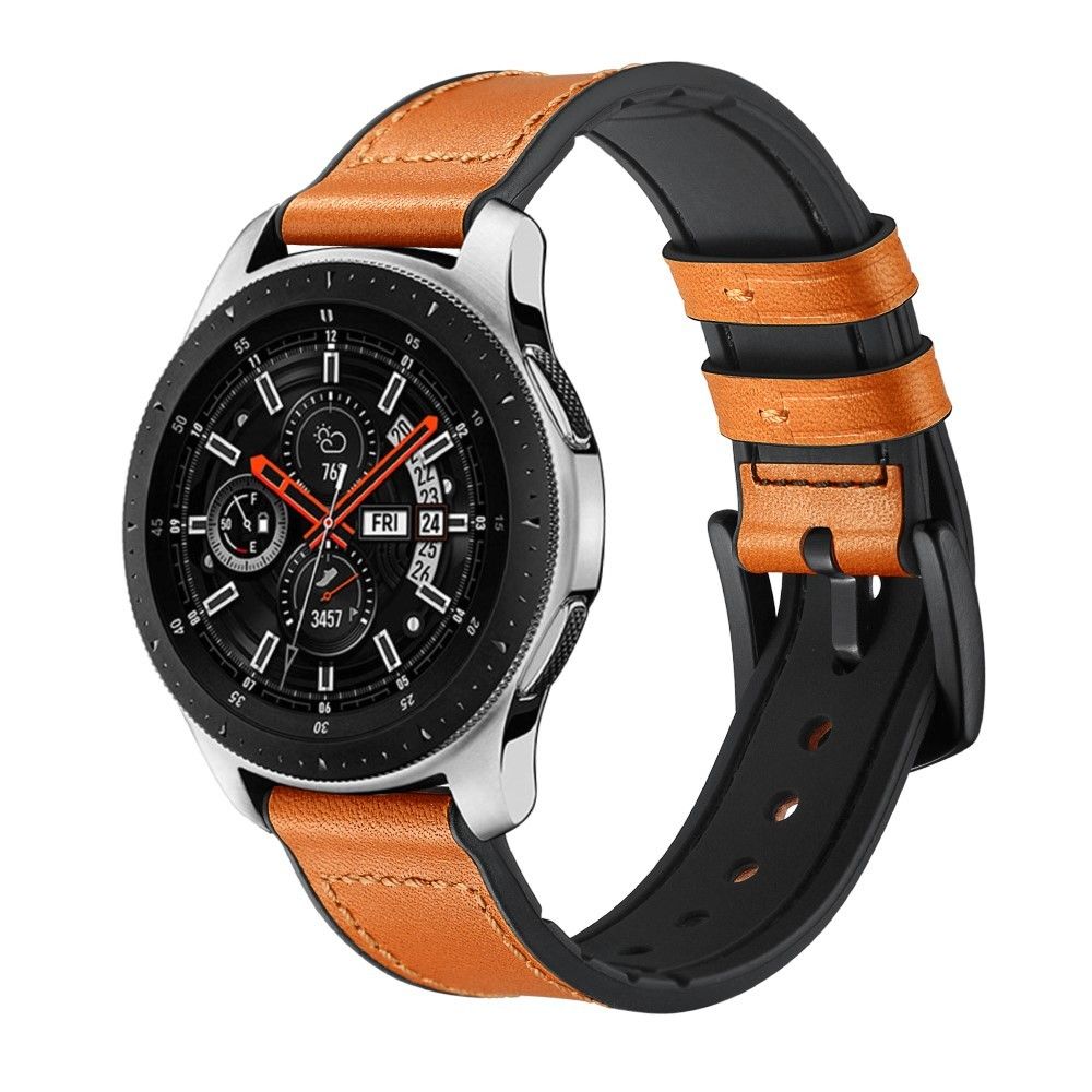 marque generique - Bracelet en cuir véritable argent titane 22mm orange pour votre Samsung Galaxy Watch - Accessoires bracelet connecté