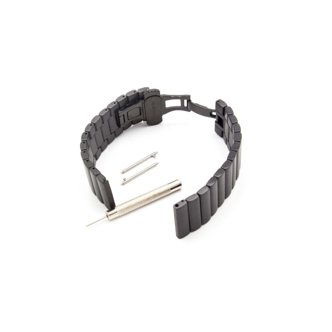 Vhbw - vhbw bracelet compatible avec LG G Watch, R Watch, Urban montre connectée - 19 cm acier inoxydable noir - Accessoires montres connectées