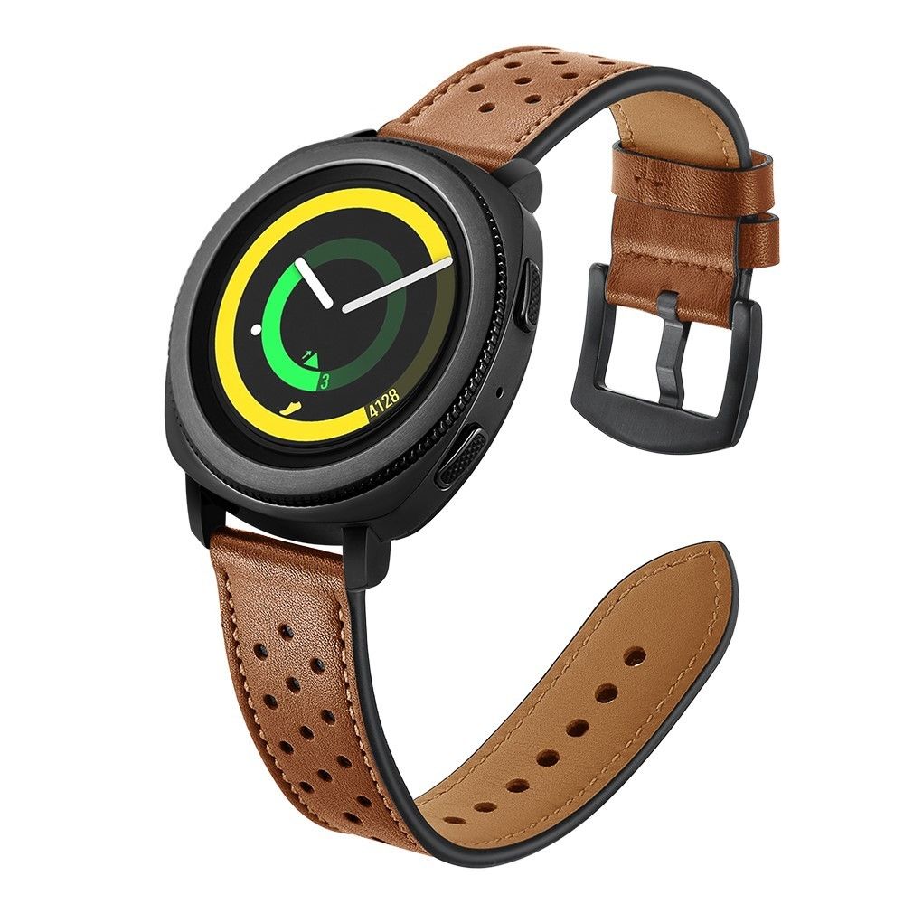 marque generique - Bracelet en cuir véritable marron pour votre Samsung Gear Sport S4 - Accessoires bracelet connecté