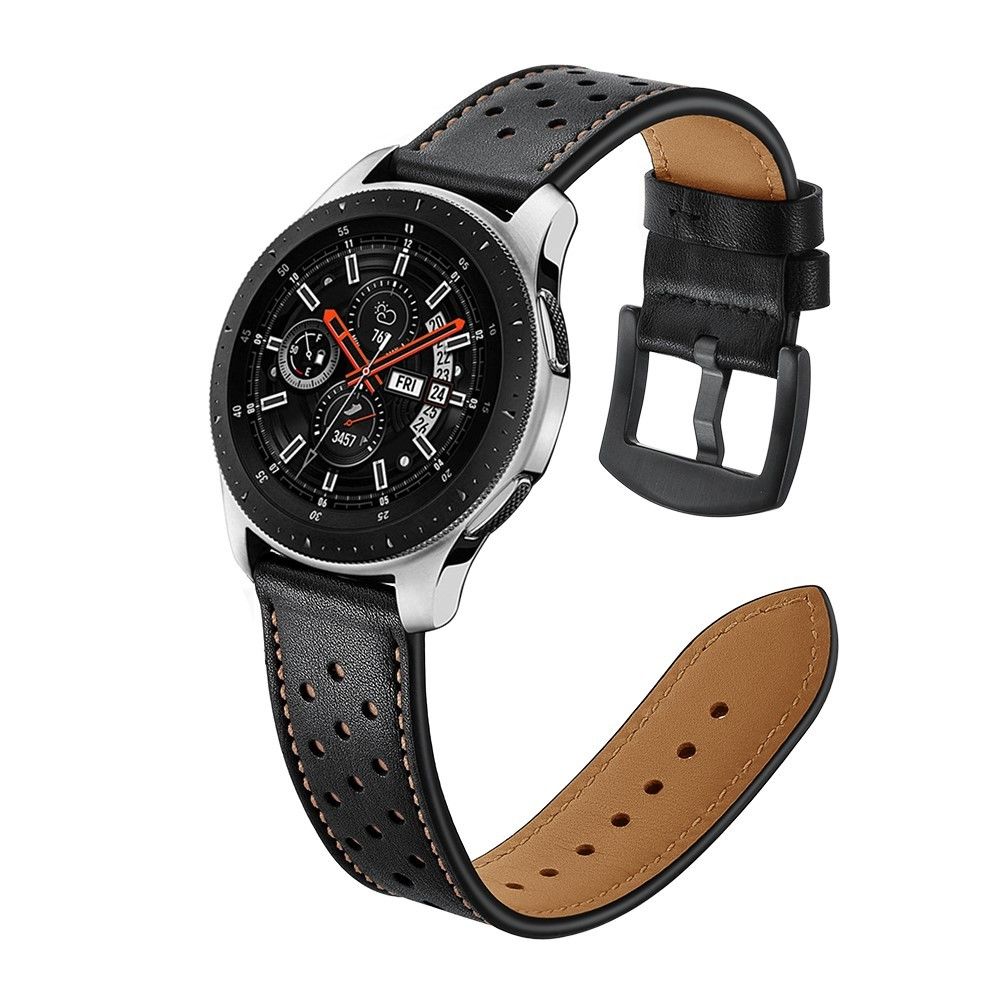 marque generique - Bracelet en cuir véritable noir pour votre Samsung Galaxy Watch 46mm - Accessoires bracelet connecté