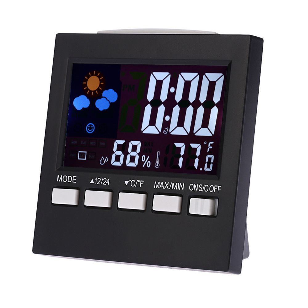 Generic - Station météorologique d'hygromètre de thermomètre numérique de Muti-fuction mini avec l'alarme - Noir - Accessoires de motorisation