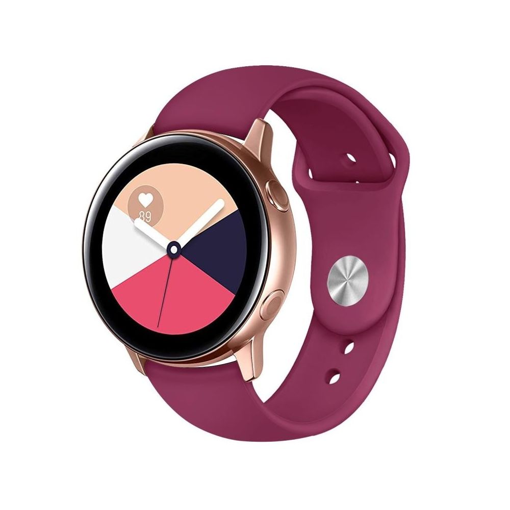 Wewoo - Bracelet pour montre connectée en silicone monochrome appliquer Samsung Galaxy Watch Active 22mm vin rouge - Bracelet connecté