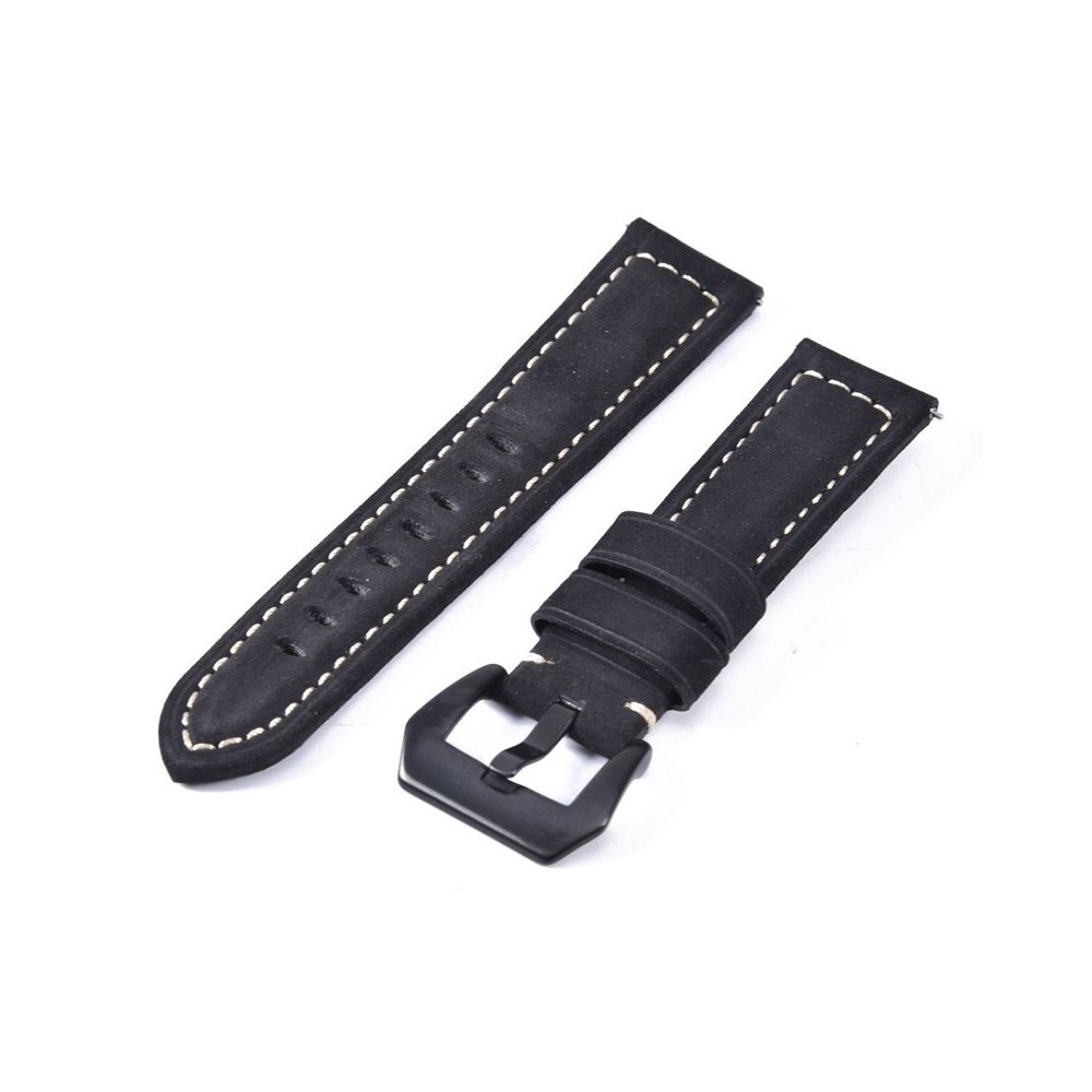 Wewoo - Bracelet pour montre connectée Grande boucle noire en cuir givré de Huawei Watch GT / 2 Pro noir - Bracelet connecté