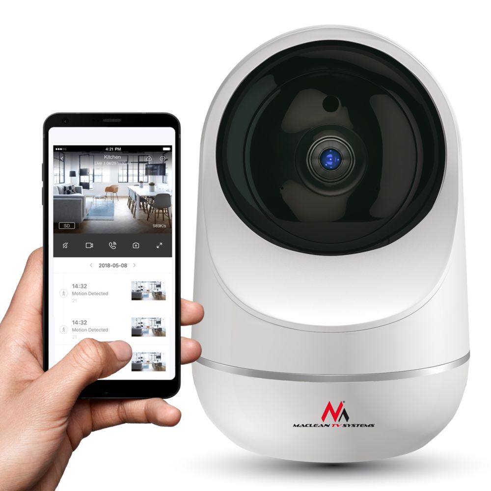 Maclean - Caméra de surveillance IP WLAN intelligente 360 ° - Caméra de surveillance connectée