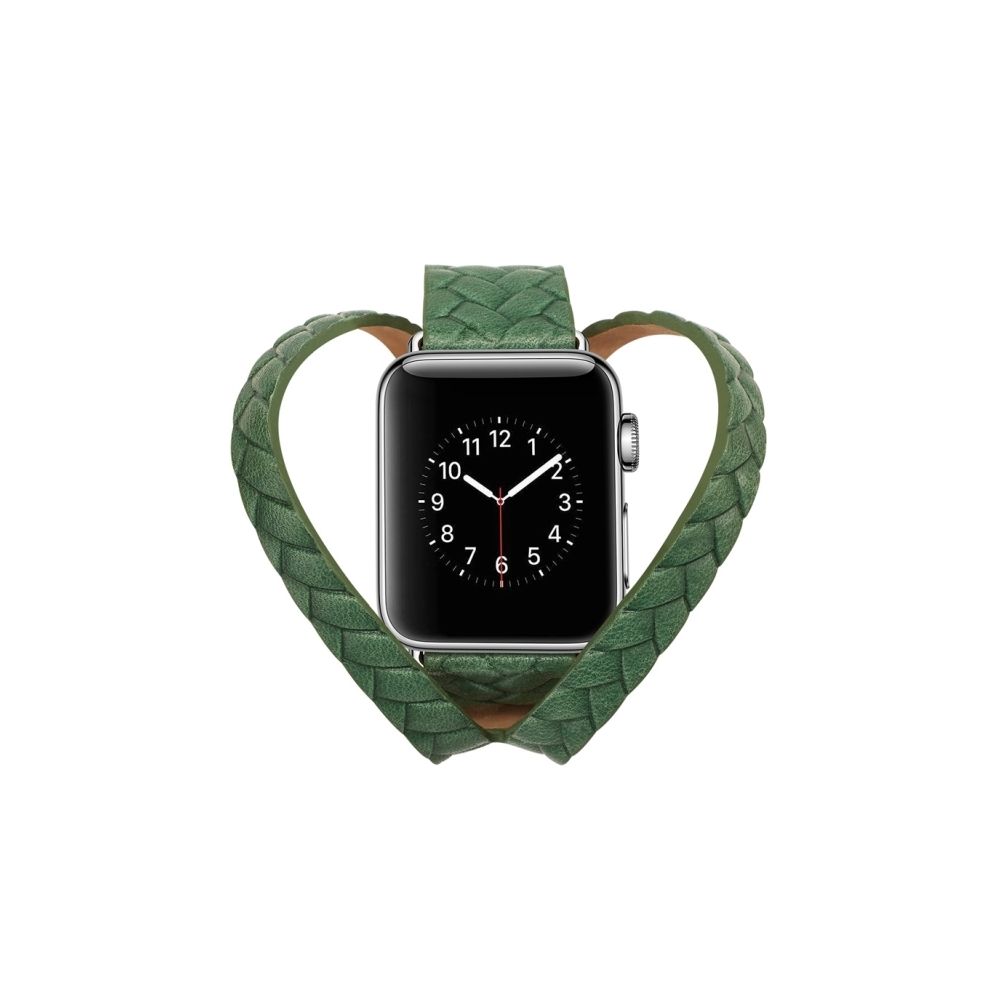 Wewoo - Bracelet en cuir pleine fleur avec boucle en acier inoxydable pour Apple Watch séries 3 et 2 et 1 38 mm (vert) - Accessoires Apple Watch