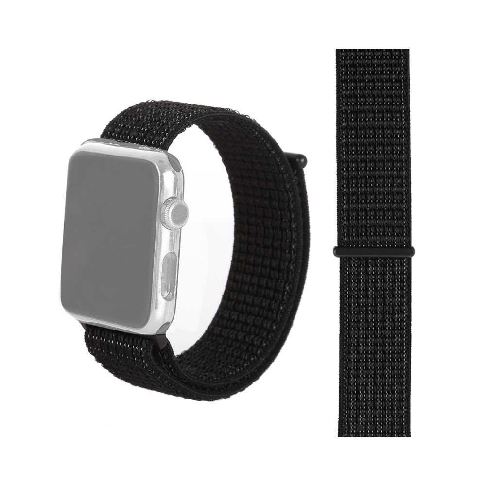 Wewoo - Pour Apple Watch séries 3 et 2 et 1 Bracelet de montre en nylon Simple Fashion de 42 mm avec Magic Stick (Nightfall Black) - Accessoires Apple Watch
