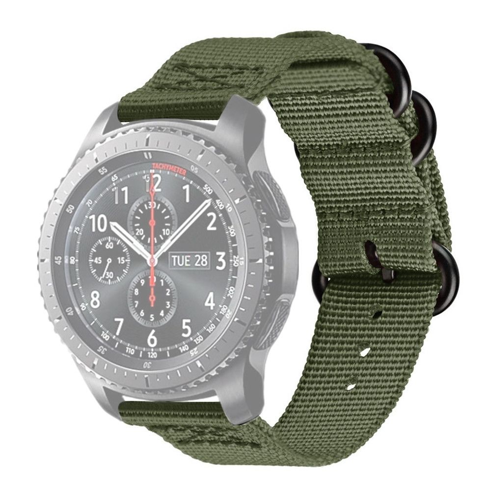 Wewoo - Bracelet pour montre connectée Samsung Galaxy Watch Active en nylon à trois anneaux 22mm / S3 Vert armée - Bracelet connecté