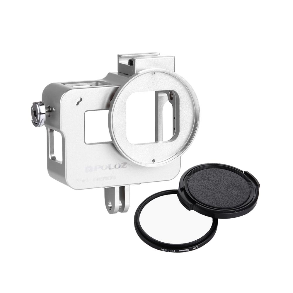 Wewoo - Pour GoPro HERO6 / 5 argent boîtier Shell CNC alliage d'aluminium cage de protection avec 52mm UV lentille - Caméras Sportives