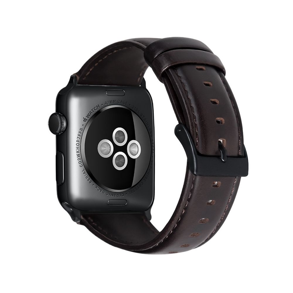 Wewoo - Pour Apple Watch séries 5 et 4 40 mm / 3 et 2 et 1 38 mm Huile Cire Bracelet en cuir véritable brun foncé - Accessoires Apple Watch